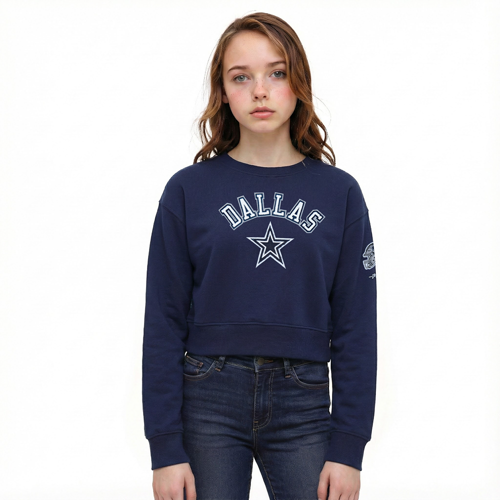 SUDADERA DE CUELLO REDONDO NFL DALLAS COWBOYS CLASSIC ESSENTIALS PARA NIÑA JUNIOR