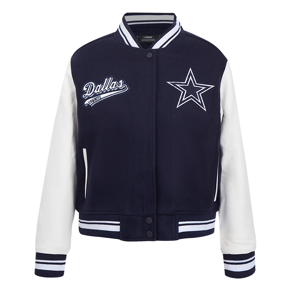 CHAMARRA UNIVERSITARIA NFL DALLAS COWBOYS SCRIPT TAIL PARA MUJER