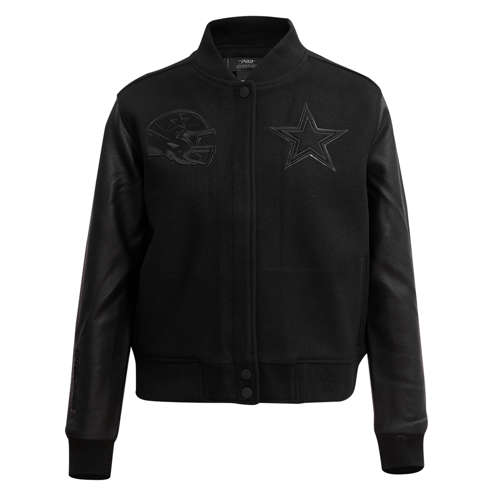 CHAMARRA TEST NFL DALLAS COWBOYS TRIPLE BLACK WOOL KID'S VARSITY JACKET