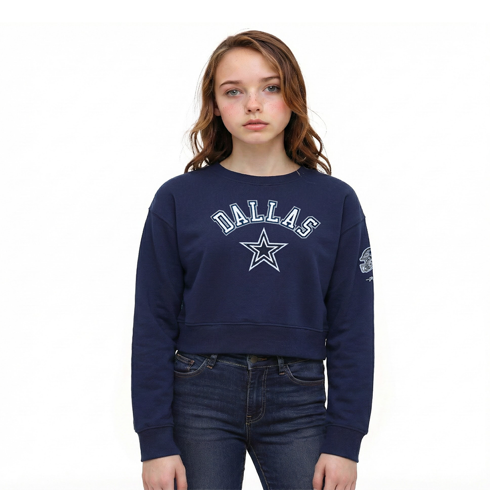SUDADERA DE CUELLO REDONDO NFL DALLAS COWBOYS CLASSIC ESSENTIALS PARA NIÑA