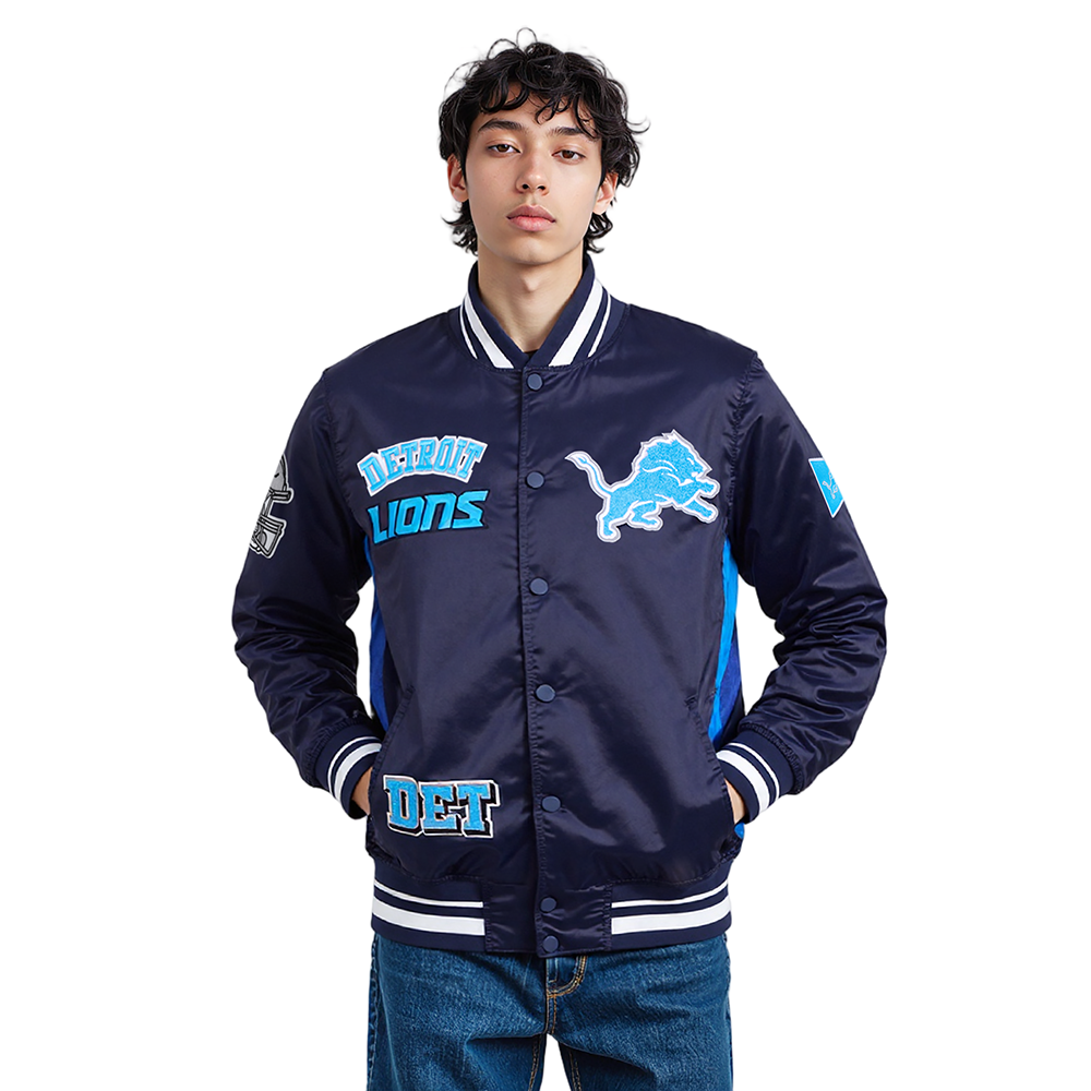 CHAMARRA DE SATÍN NFL DETROIT LIONS SUBLIMATED SATIN JACKET