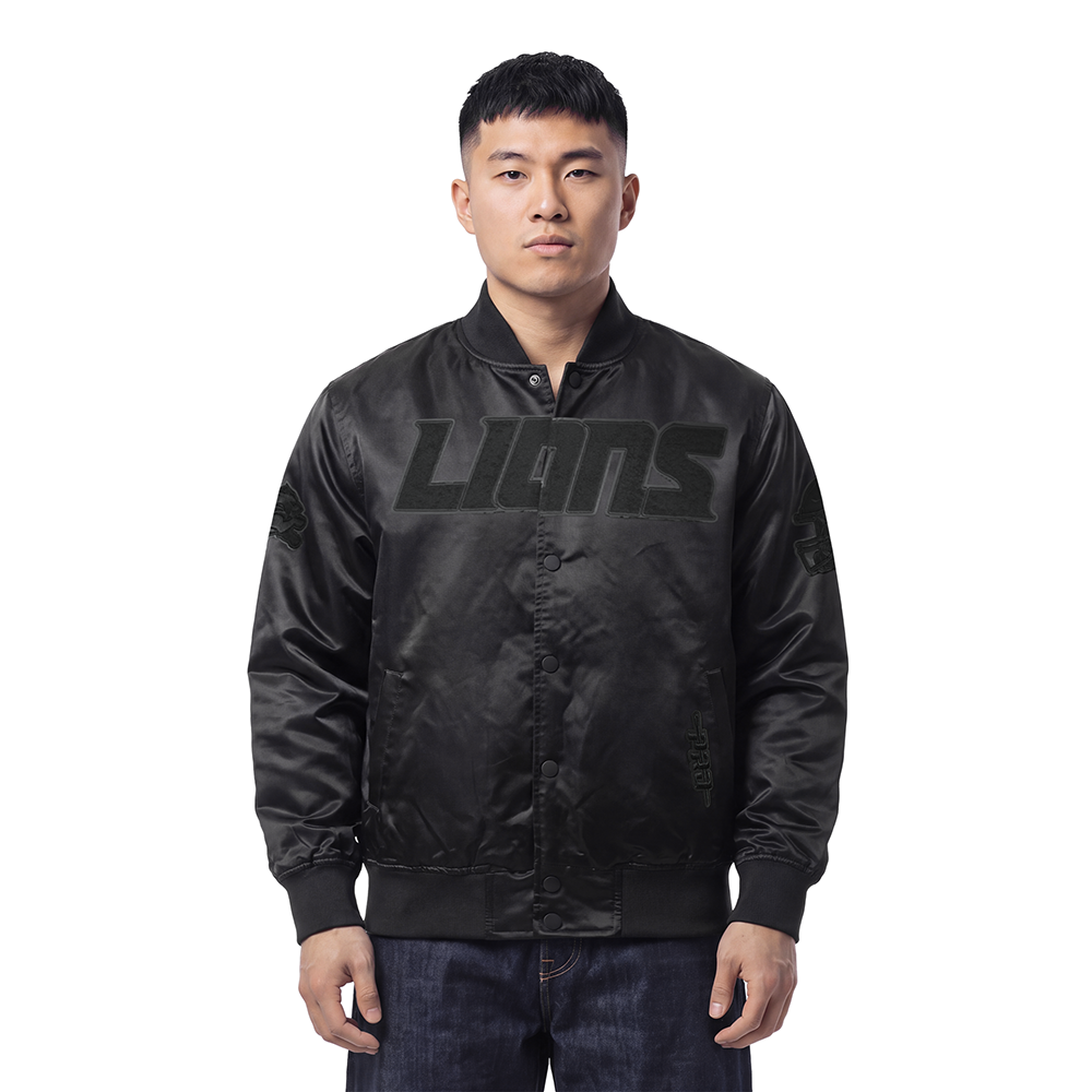 CHAMARRA DE SATIN NFL DETROIT LIONS TRIPLE BLACK
