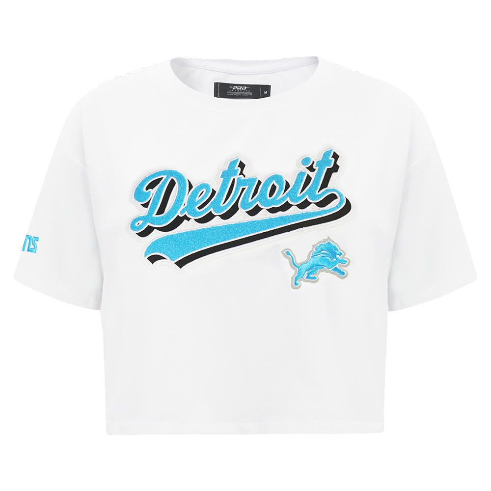 PLAYERA CROP NFL DETROIT LIONS SCRIPT TAIL PARA MUJER