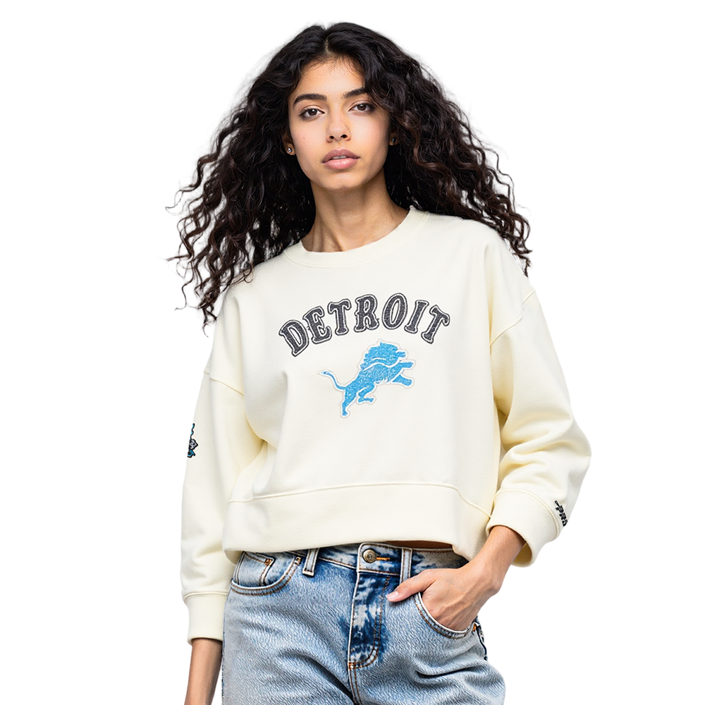 SUDADERA DE CUELLO REDONDO NFL DETROIT LIONS REBEL ATHLETICS PARA MUJER