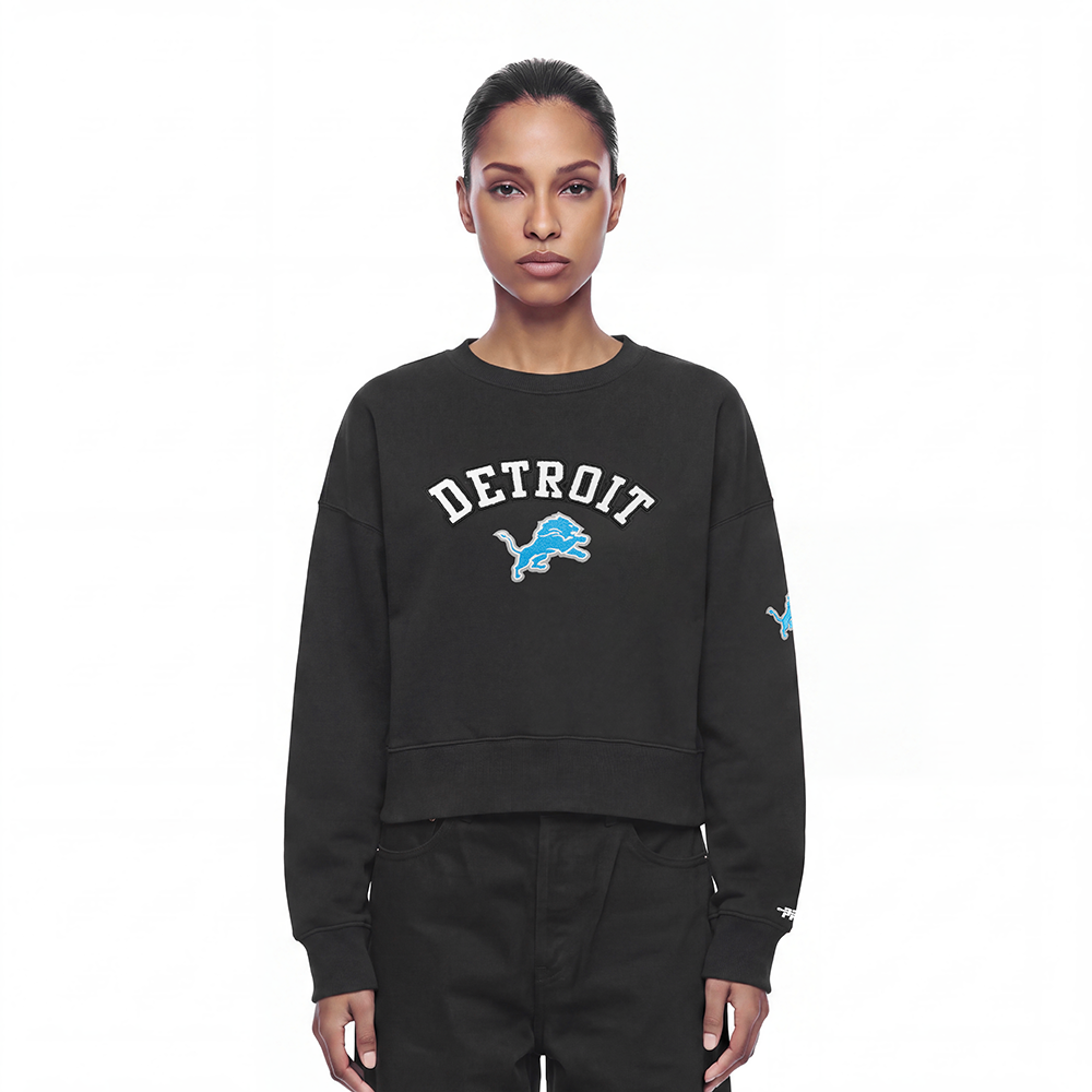 SUDADERA DE CUELLO REDONDO NFL DETROIT LIONS CLASSIC CHENILLE PARA MUJER