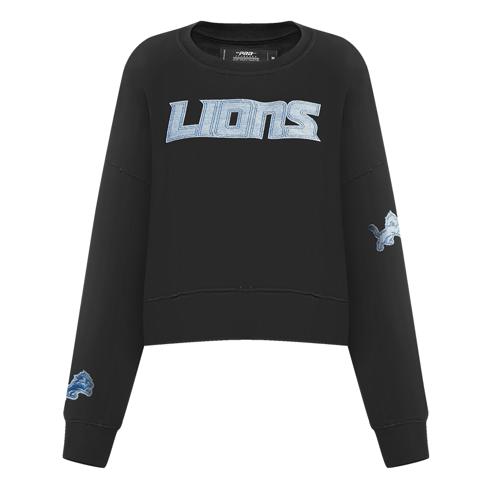 SUDADERA DE CUELLO REDONDO NFL DETROIT LIONS VARSITY BLUES PARA MUJER