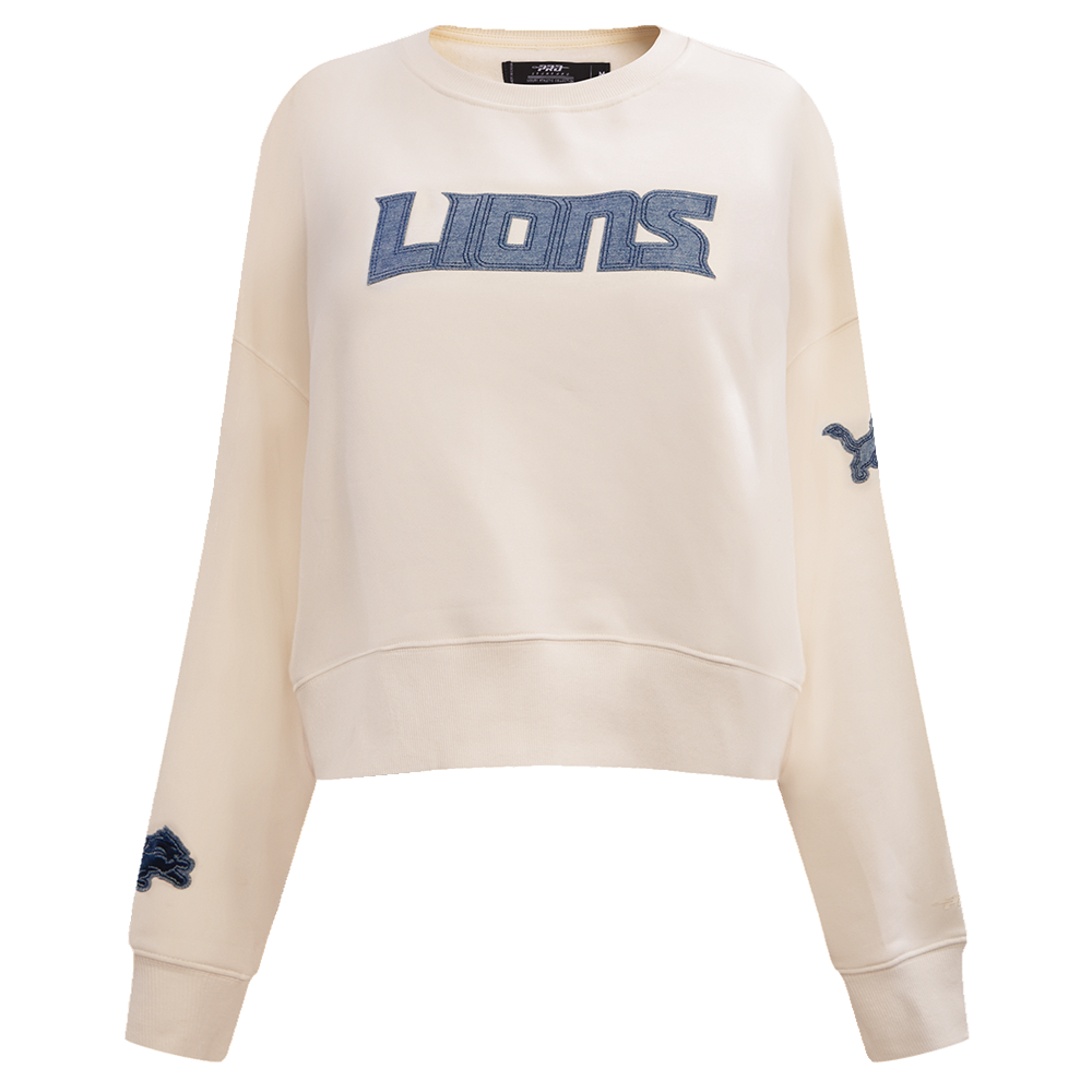 SUDADERA DE CUELLO REDONDO NFL DETROIT LIONS VARSITY BLUES PARA MUJER