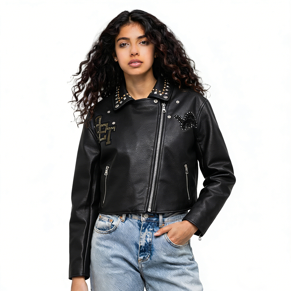 CHAMARRA DE PIEL NFL DETROIT LIONS LEATHER JACKETS PARA MUJER