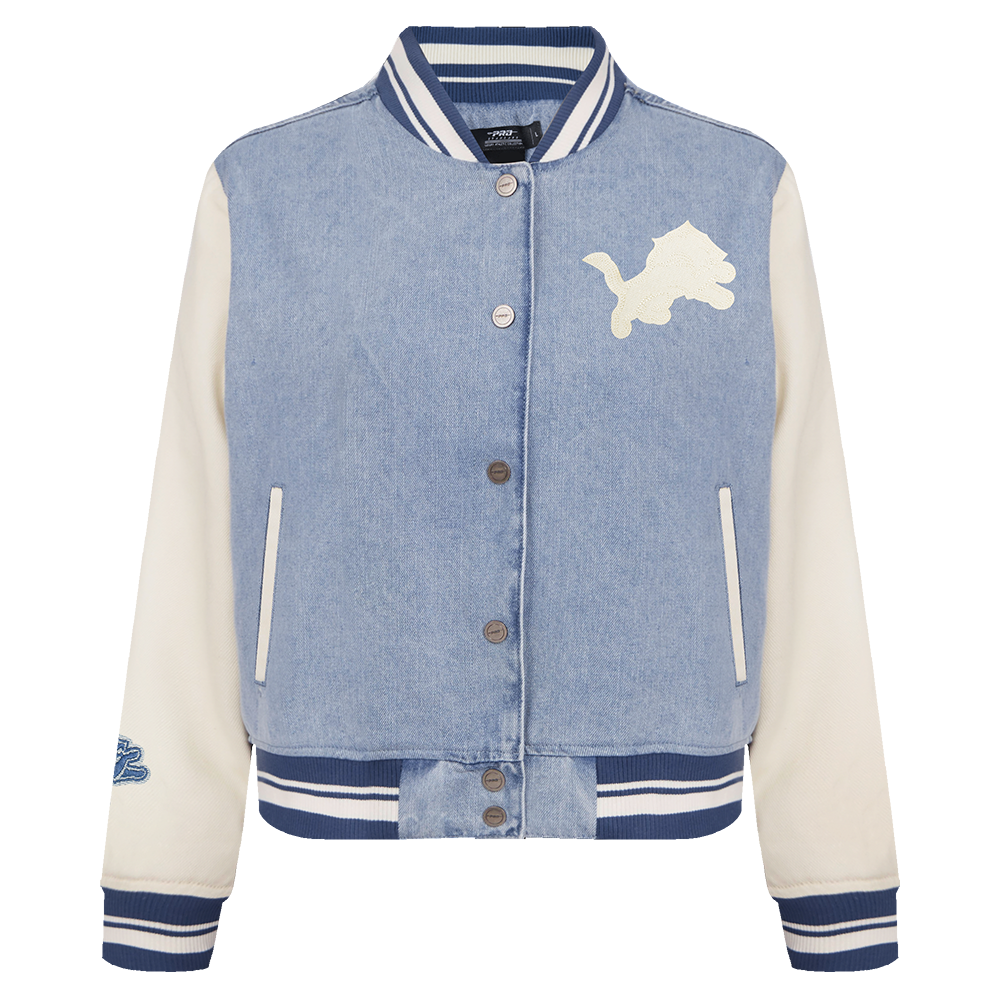 CHAMARRA UNIVERSITARIA NFL DETROIT LIONS VARSITY BLUES PARA MUJER