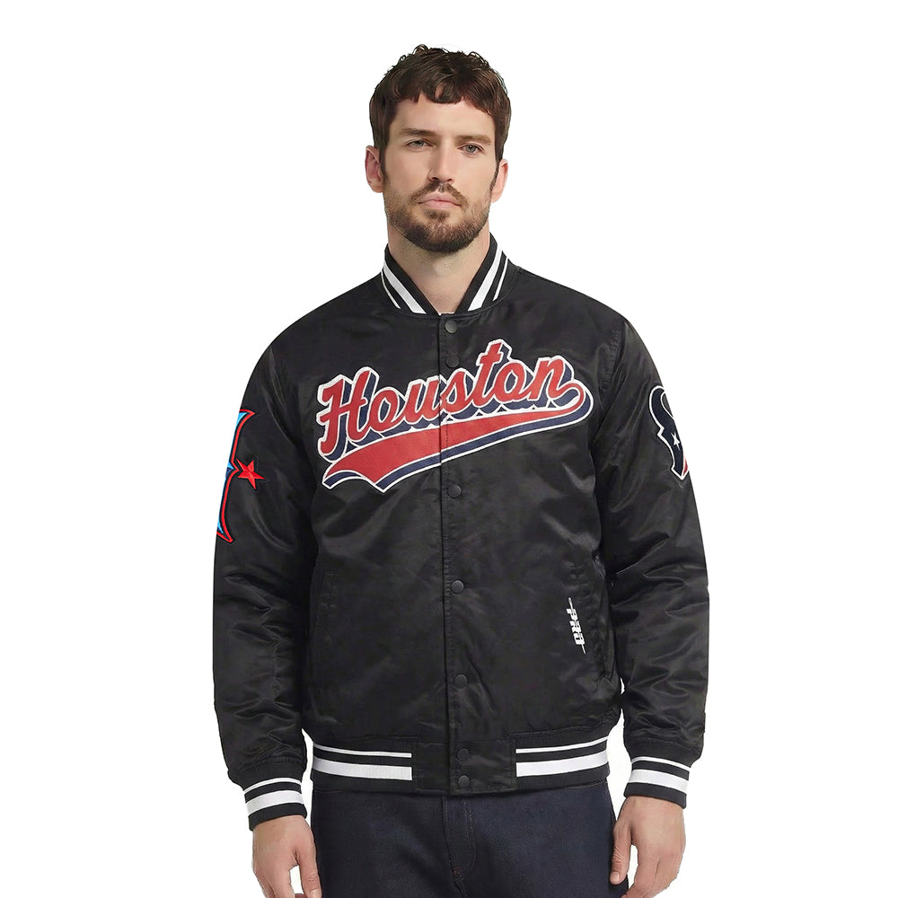 CHAMARRA DE SATIN NFL HOUSTON TEXANS SCRIPT TAIL