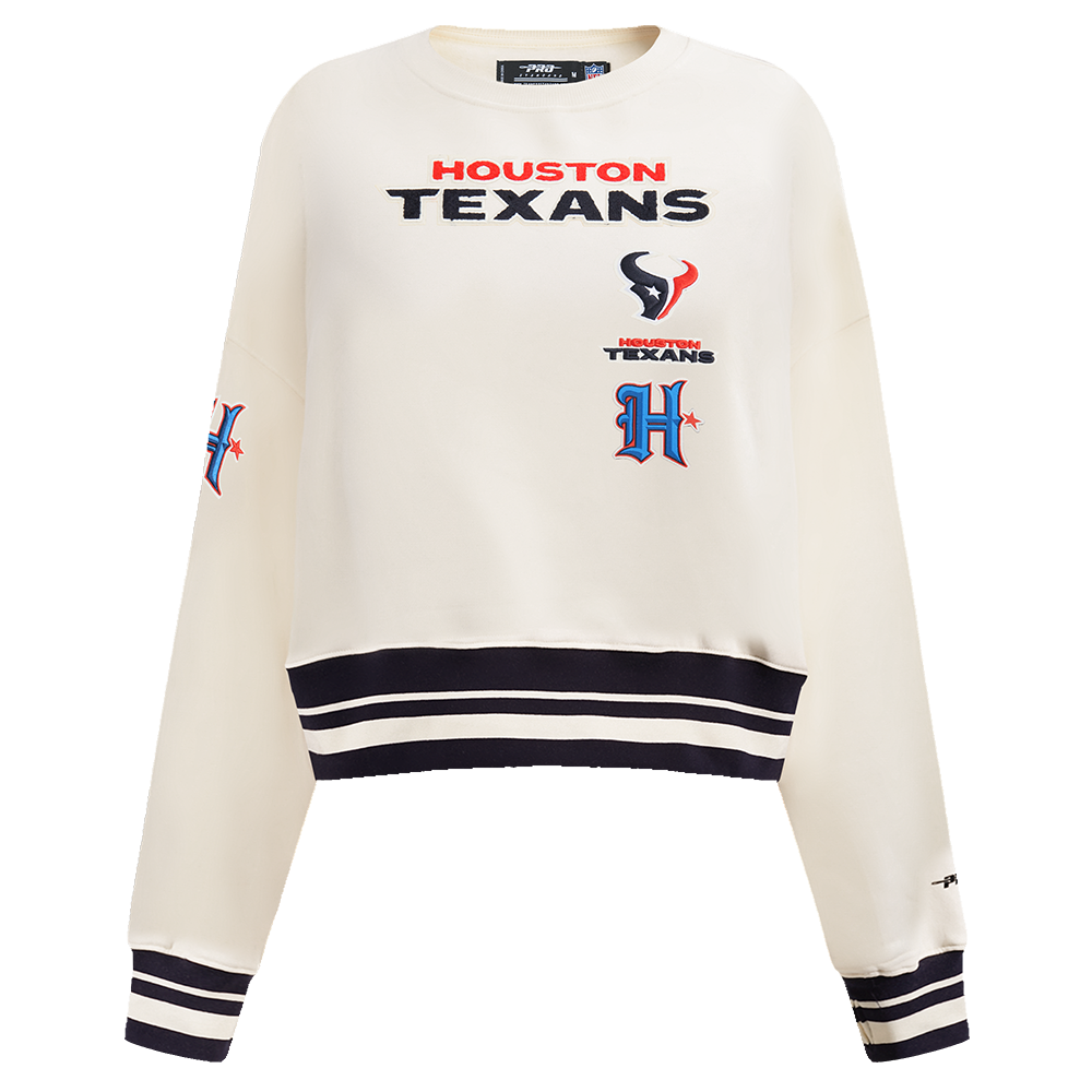 SUDADERA DE CUELLO REDONDO NFL HOUSTON TEXANS RETRO CLASSICS PARA MUJER