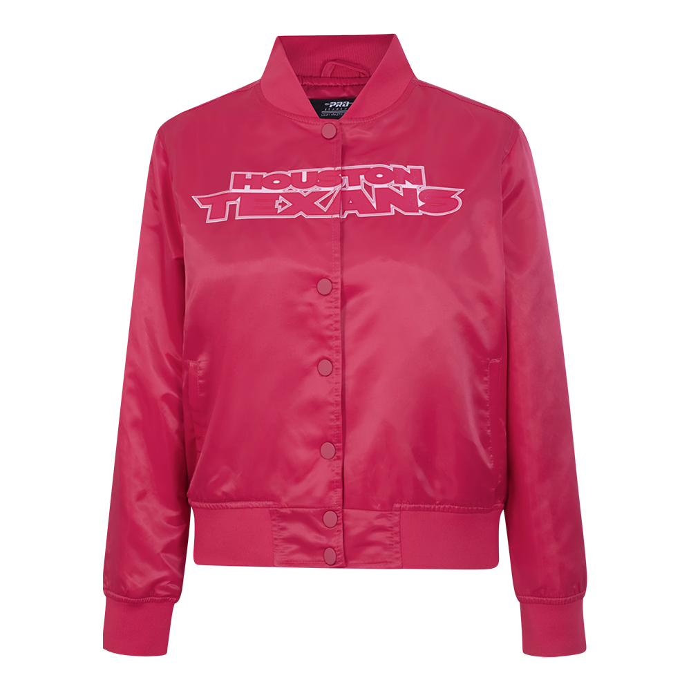 CHAMARRA DE SATIN NFL HOUSTON TEXANS CLASSIC TRIPLE PINK PARA MUJER