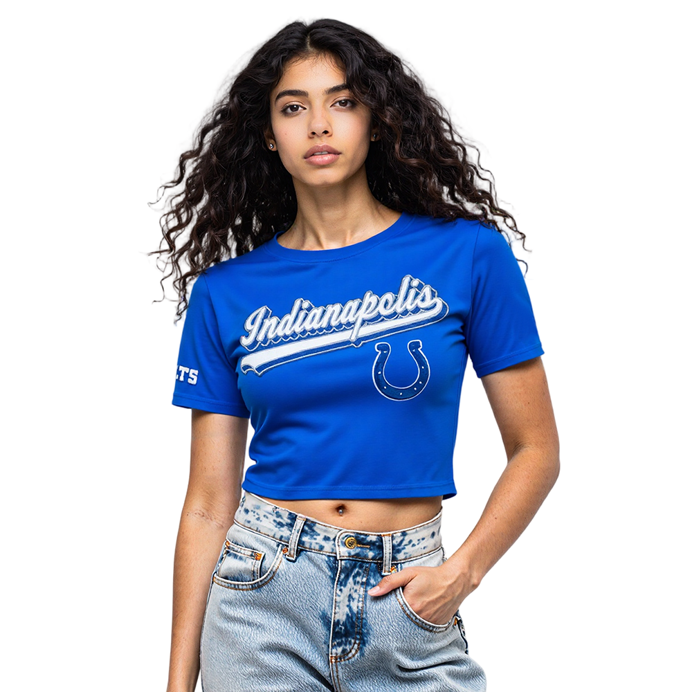 PLAYERA CROP NFL INDIANAPOLIS COLTS SCRIPT TAIL PARA MUJER