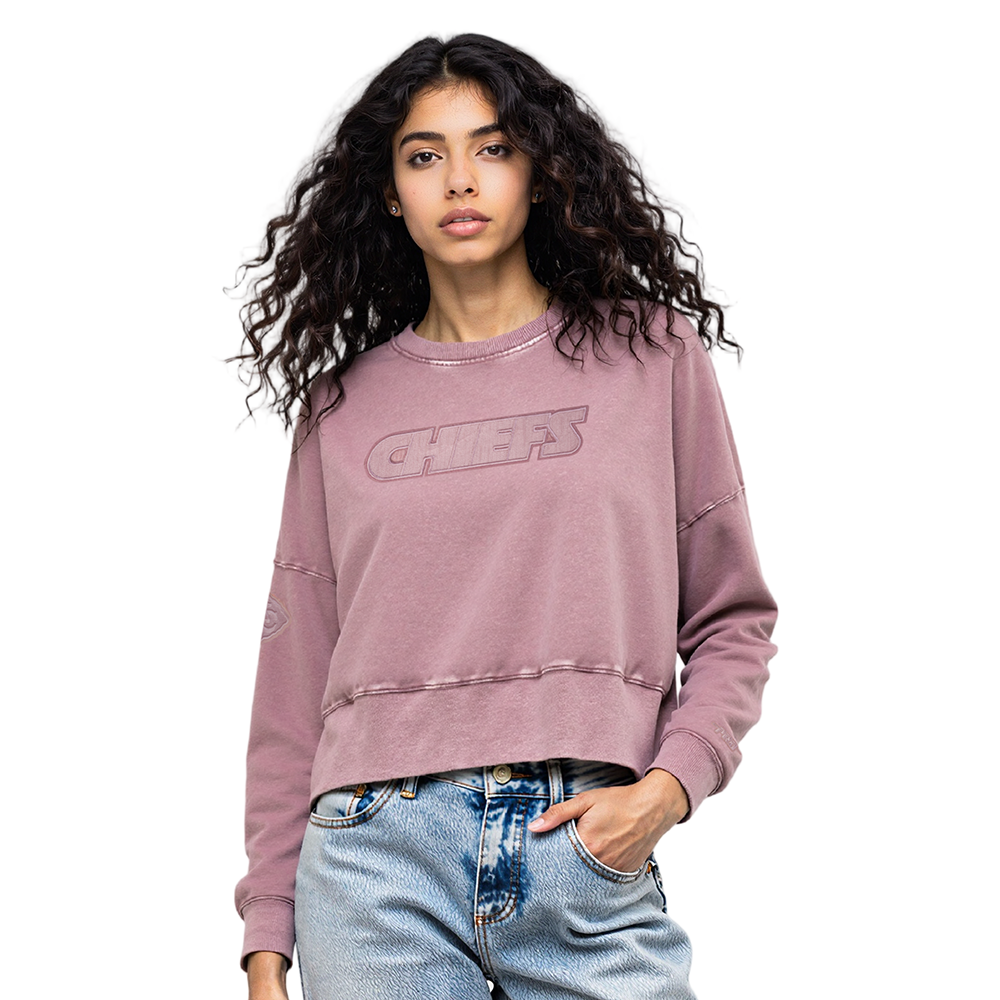SUDADERA DE CUELLO REDONDO NFL KANSAS CITY CHIEFS WASHED CLASSIC PARA MUJER