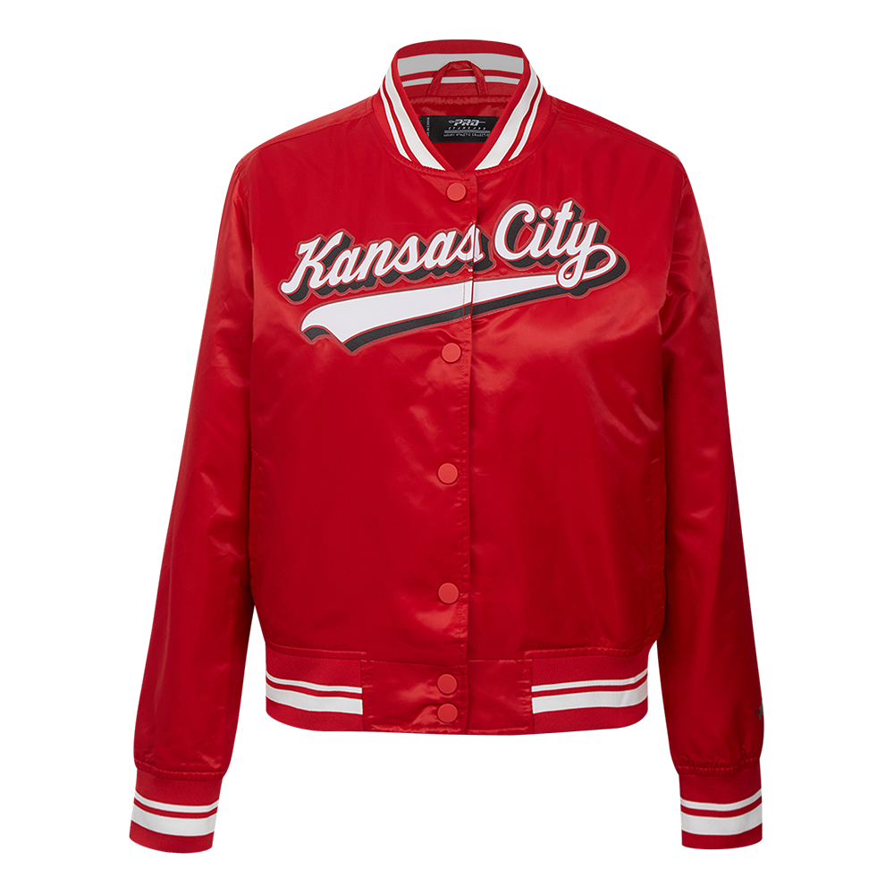 CHAMARRA DE SATÍN NFL KANSAS CITY CHIEFS SCRIPT TAIL PARA MUJER
