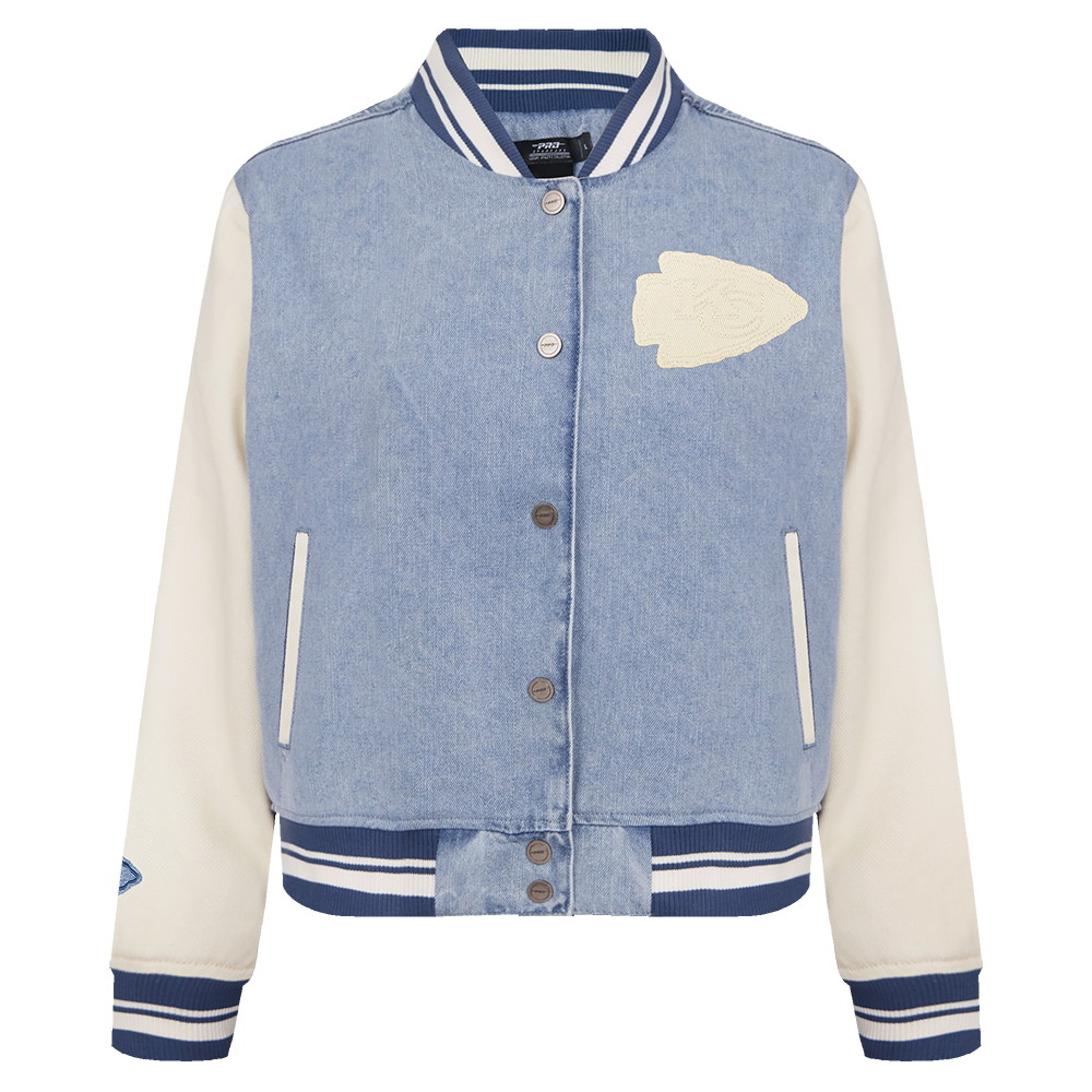 CHAMARRA DE MEZCLILLA NFL KANSAS CITY CHIEFS VARSITY BLUES PARA MUJER
