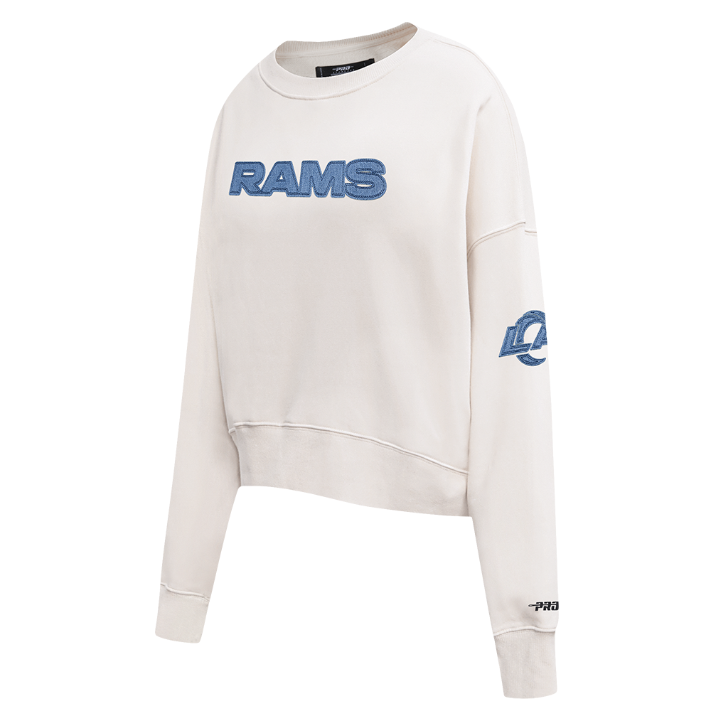 SUDADERA DE CUELLO REDONDO NFL LOS ANGELES RAMS VARSITY BLUES PARA MUJER