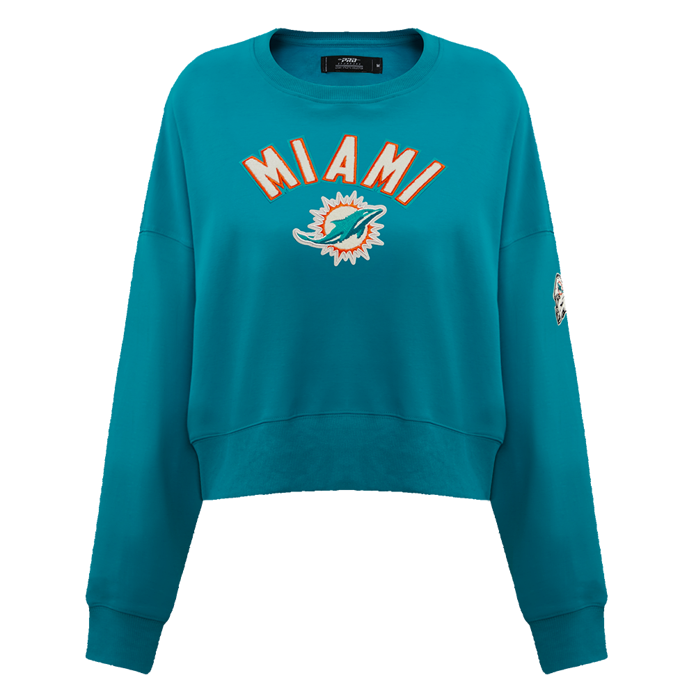 SUDADERA DE CUELLO REDONDO NFL MIAMI DOLPHINS CLASSIC ESSENTIALS PARA MUJER