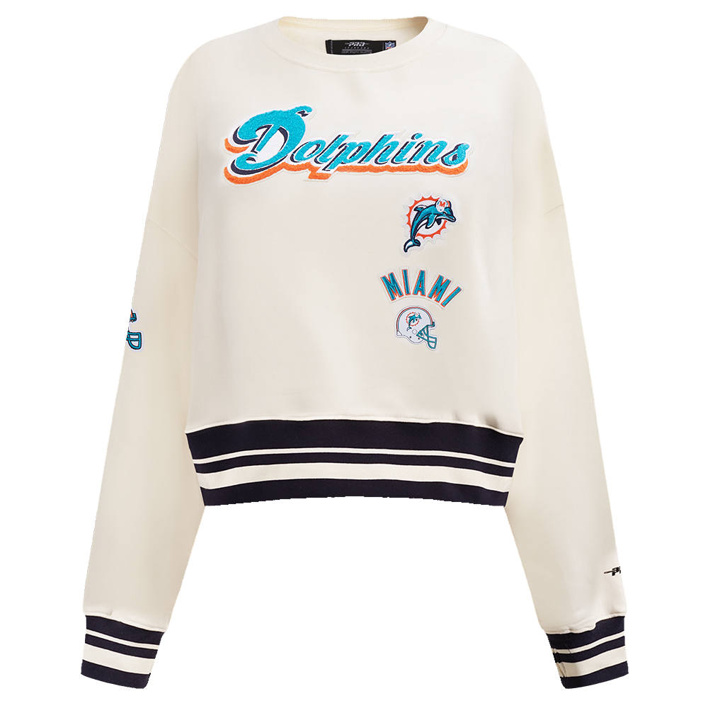 SUDADERA DE CUELLO REDONDO NFL MIAMI DOLPHINS RETRO CLASSICS PARA MUJER