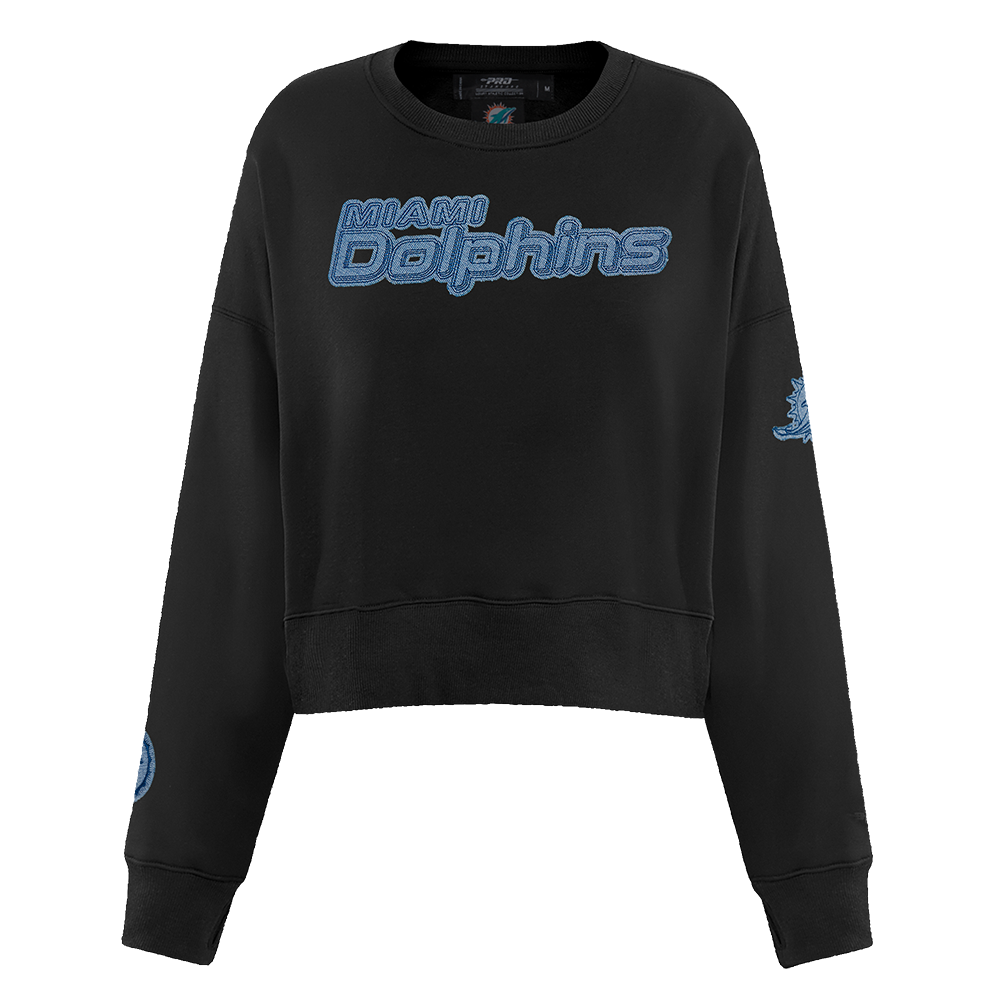 SUDADERA DE CUELLO REDONDO NFL MIAMI DOLPHINS VARSITY BLUES PARA MUJER