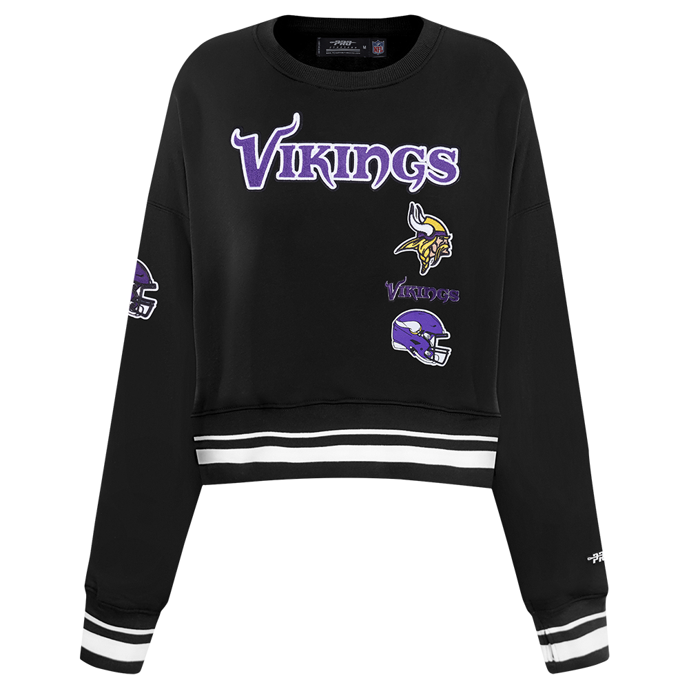 SUDADERA DE CUELLO REDONDO NFL MINNESOTA VIKINGS RETRO CLASSICS PARA MUJER