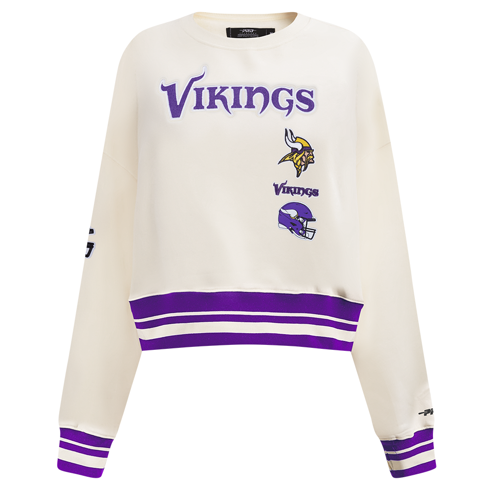 SUDADERA DE CUELLO REDONDO NFL MINNESOTA VIKINGS RETRO CLASSICS PARA MUJER