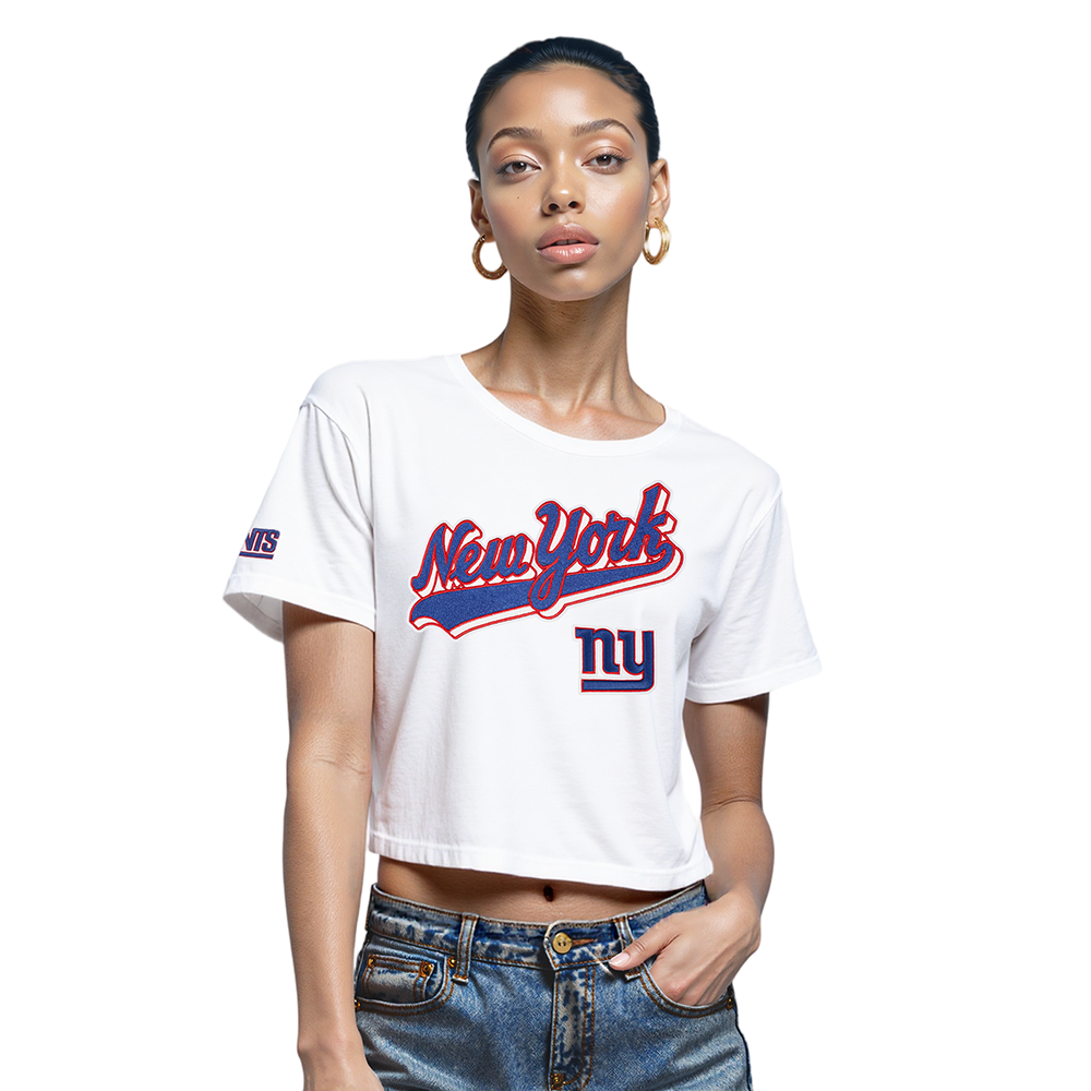 PLAYERA CROP NFL NEW YORK GIANTS SCRIPT TAIL PARA MUJER