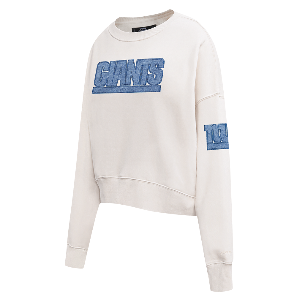 SUDADERA DE CUELLO REDONDO NFL NEW YORK GIANTS VARSITY BLUES PARA MUJER