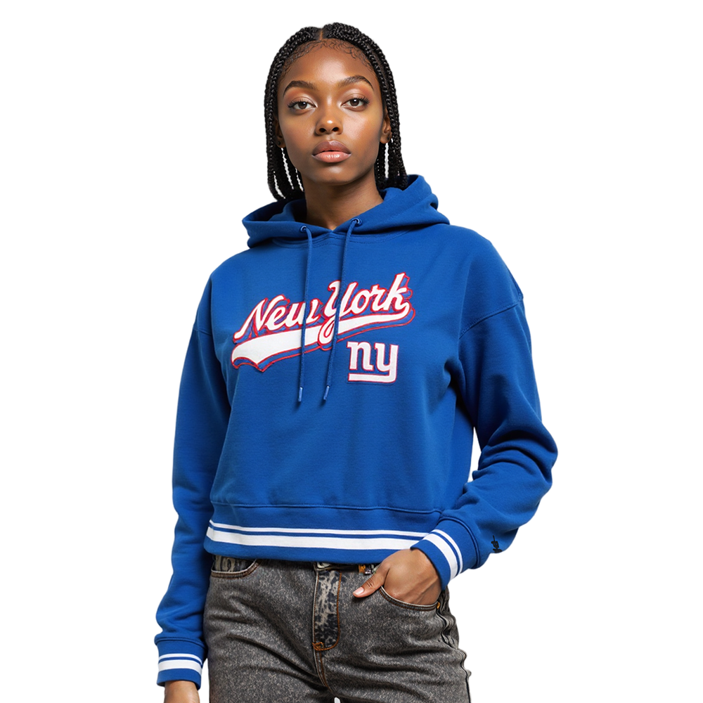 SUDADERA CON GORRO NFL NEW YORK GIANTS SCRIPT TAIL PARA MUJER