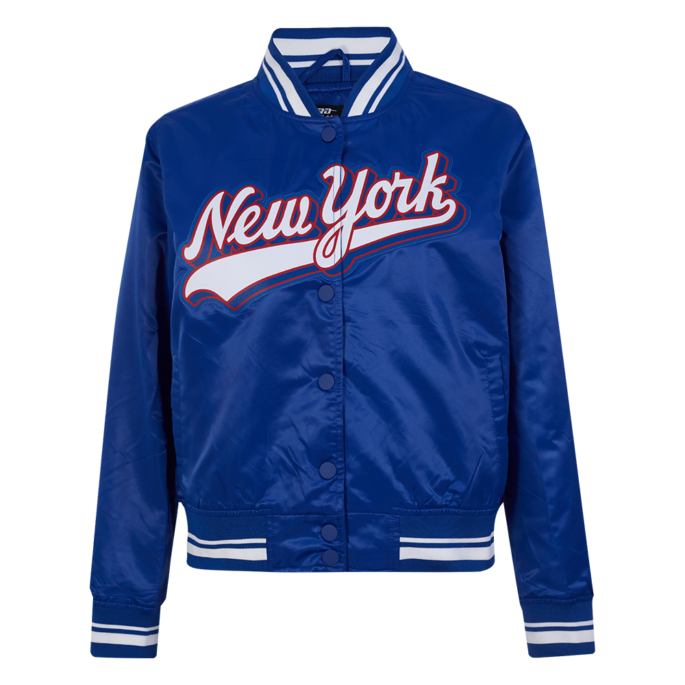 CHAMARRA DE SATÍN NFL NEW YORK GIANTS SCRIPT TAIL PARA MUJER