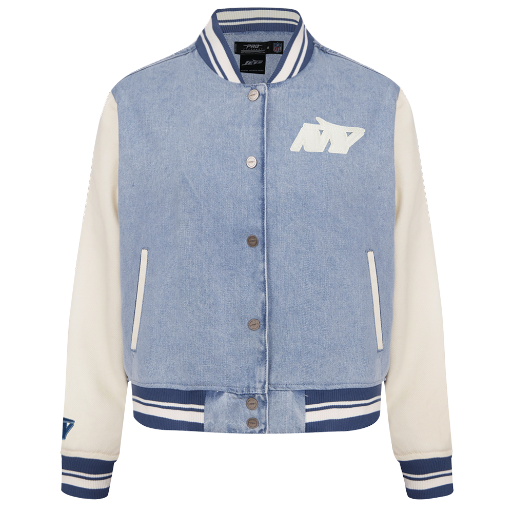 CHAMARRA UNIVERSITARIA NFL NEW YORK JETS VARSITY BLUES PARA MUJER