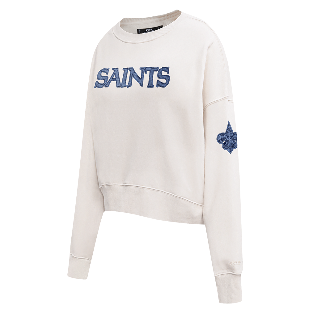 SUDADERA DE CUELLO REDONDO NFL NEW ORLEANS SAINTS VARSITY BLUES PARA MUJER