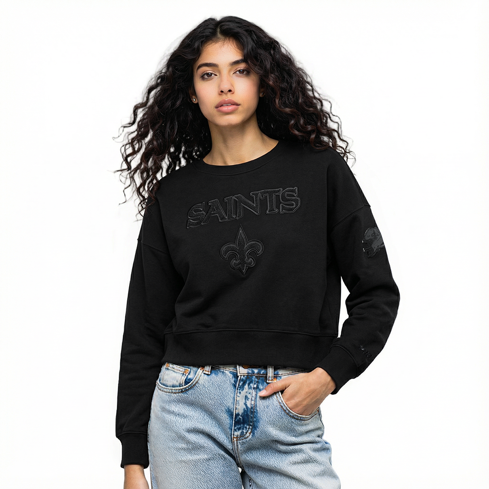SUDADERA DE CUELLO REDONDO NFL NEW ORLEANS SAINTS CLASSIC 3BK PARA MUJER