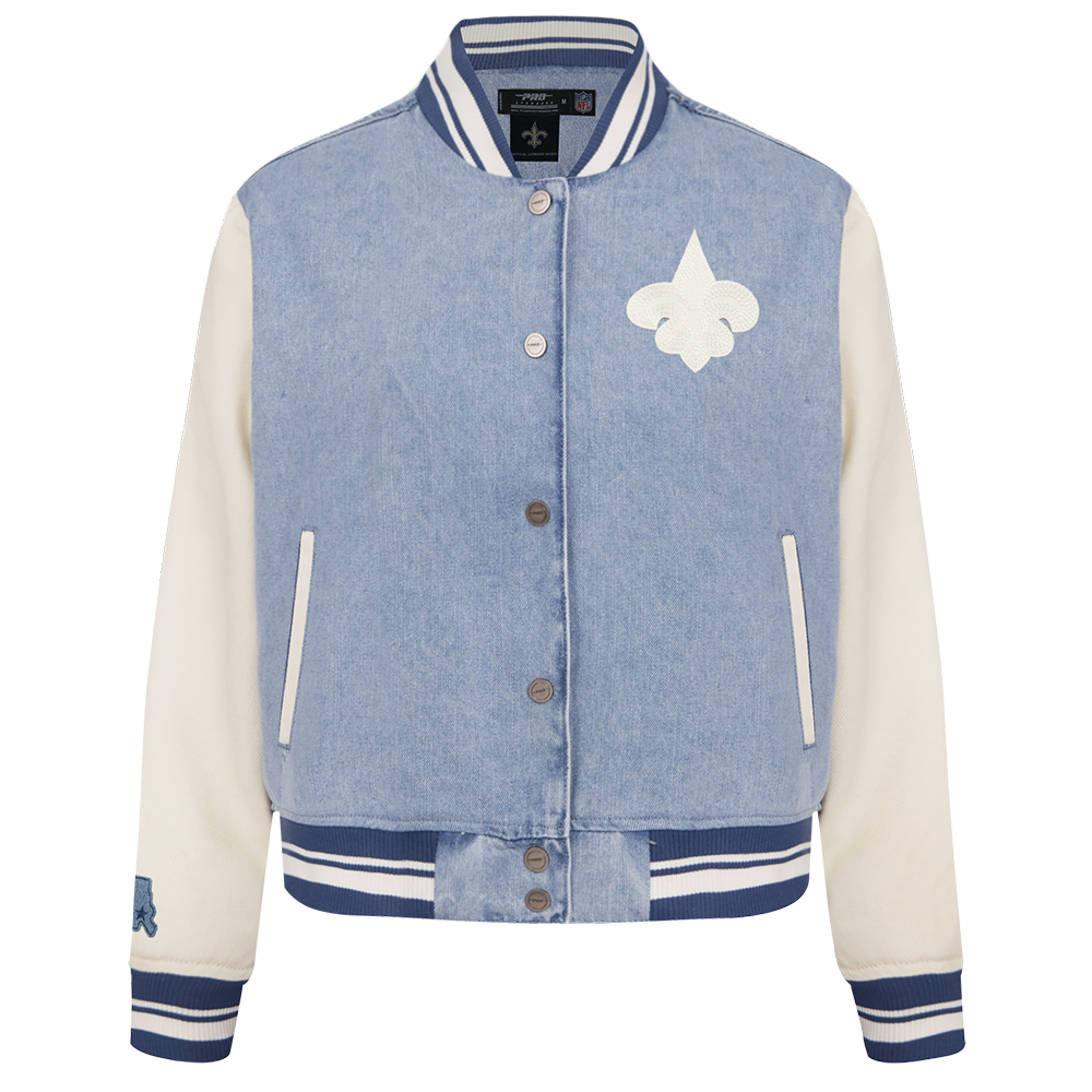 CHAMARRA UNIVERSITARIA NFL NEW ORLEANS SAINTS VARSITY BLUES PARA MUJER
