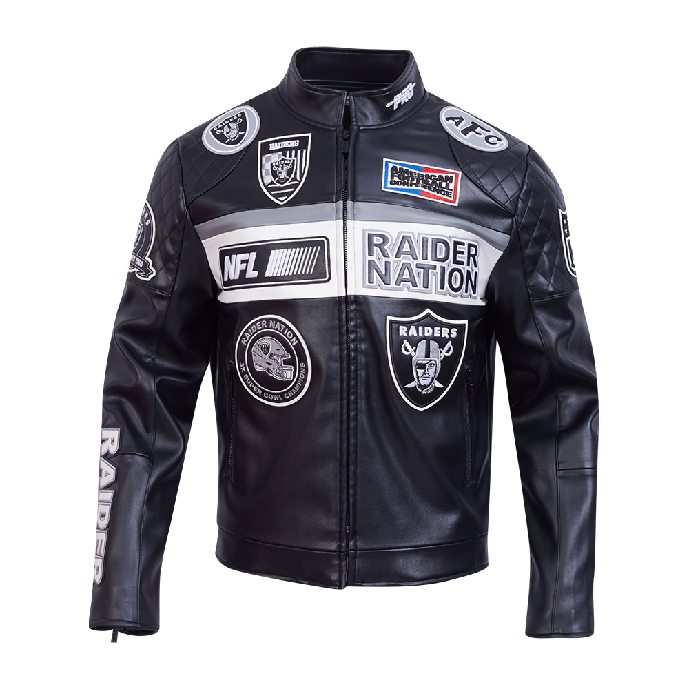 CHAMARRA DE PIEL NFL LAS VEGAS RAIDERS MOTO JACKET