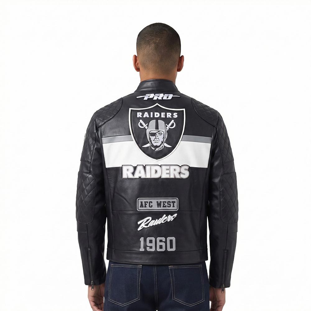CHAMARRA DE PIEL NFL LAS VEGAS RAIDERS MOTO JACKET