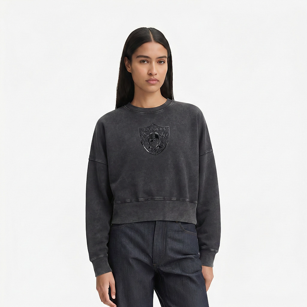 SUDADERA DE CUELLO REDONDO NFL LAS VEGAS RAIDERS WASHED CRYSTALLINE PARA MUJER