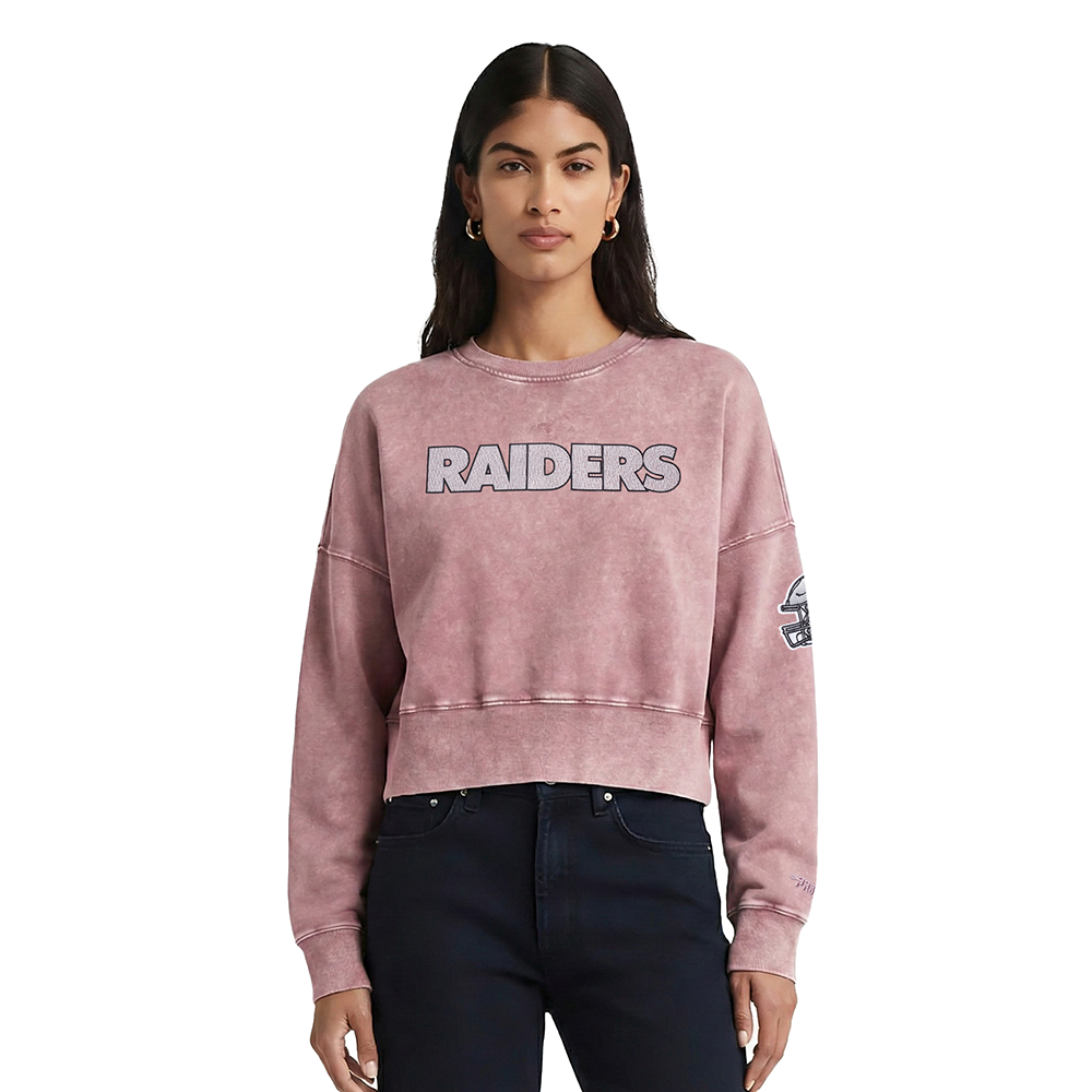 SUDADERA DE CUELLO REDONDO NFL LAS VEGAS RAIDERS WASHED JEWELS PARA MUJER
