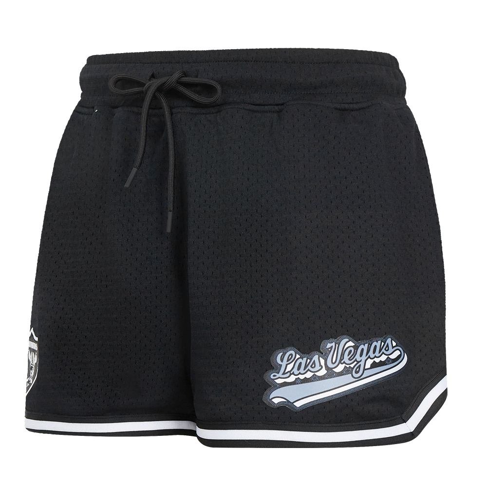 SHORTS DE MALLA NFL LAS VEGAS RAIDERS SCRIPT TAIL PARA MUJER