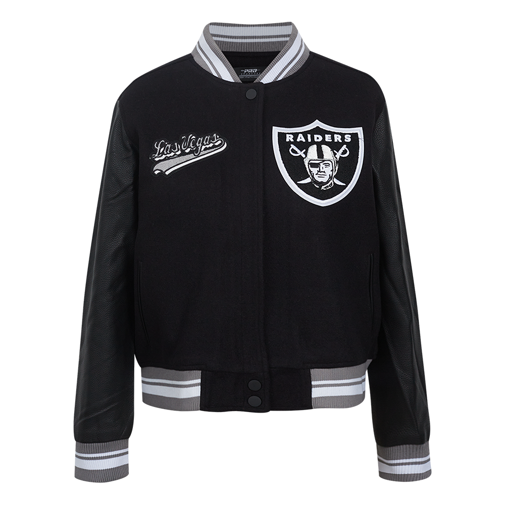 CHAMARRA UNIVERSITARIA NFL LAS VEGAS RAIDERS SCRIPT TAIL PARA MUJER