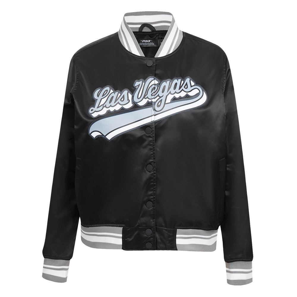 CHAMARRA DE SATÍN NFL LAS VEGAS RAIDERS SCRIPT TAIL PARA MUJER