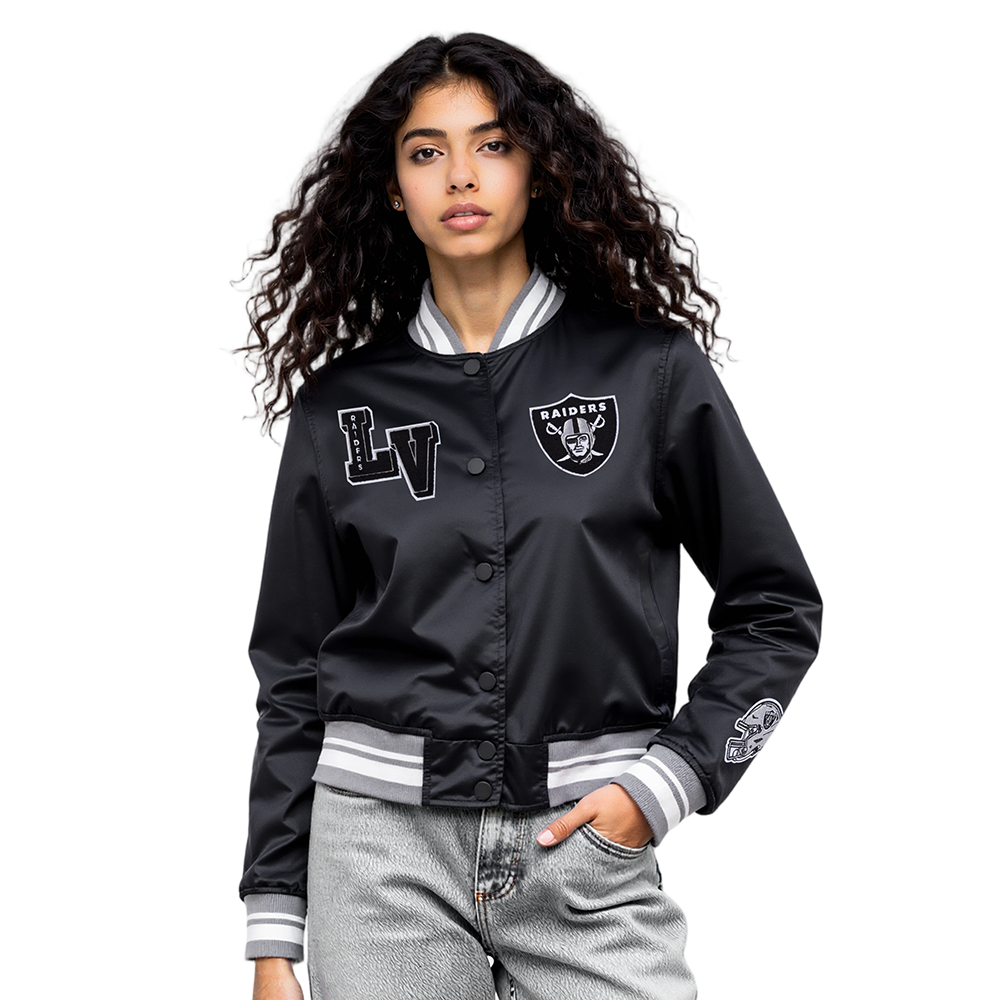 CHAMARRA DE SATÍN NFL LAS VEGAS RAIDERS MASH UP PARA MUJER