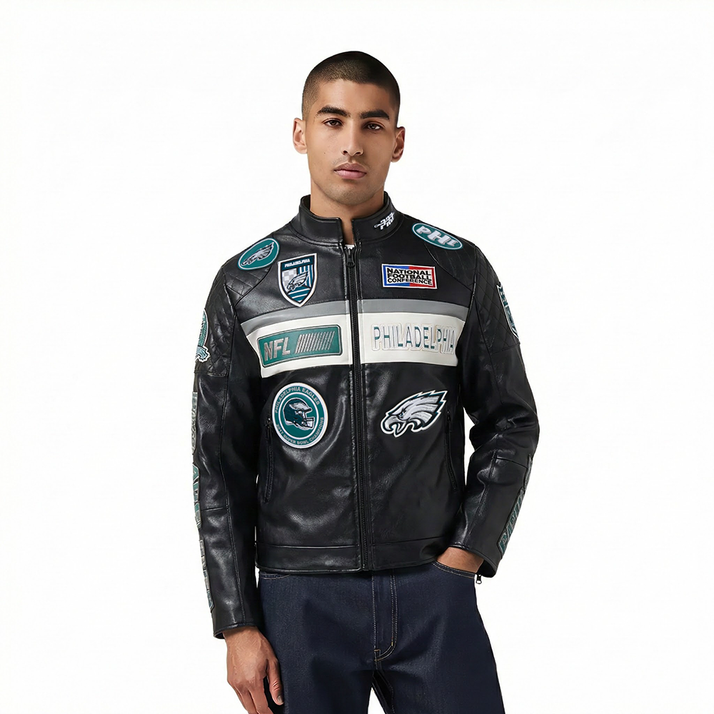 CHAMARRA DE PIEL NFL PHILADELPHIA EAGLES MOTO JACKET