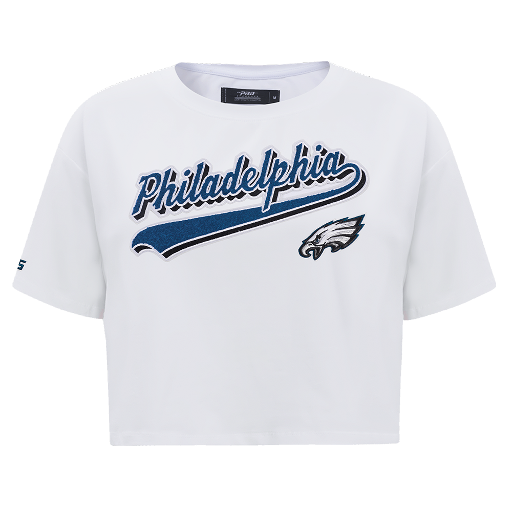 PLAYERA CROP NFL PHILADELPHIA EAGLES SCRIPT TAIL PARA MUJER