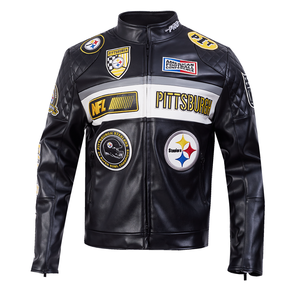 CHAMARRA DE PIEL NFL PITTSBURGH STEELERS MOTO JACKET