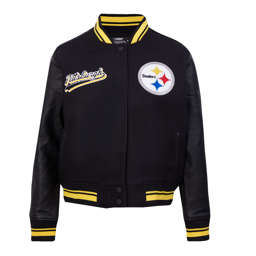 CHAMARRA UNIVERSITARIA NFL PITTSBURGH STEELERS SCRIPT TAIL PARA MUJER