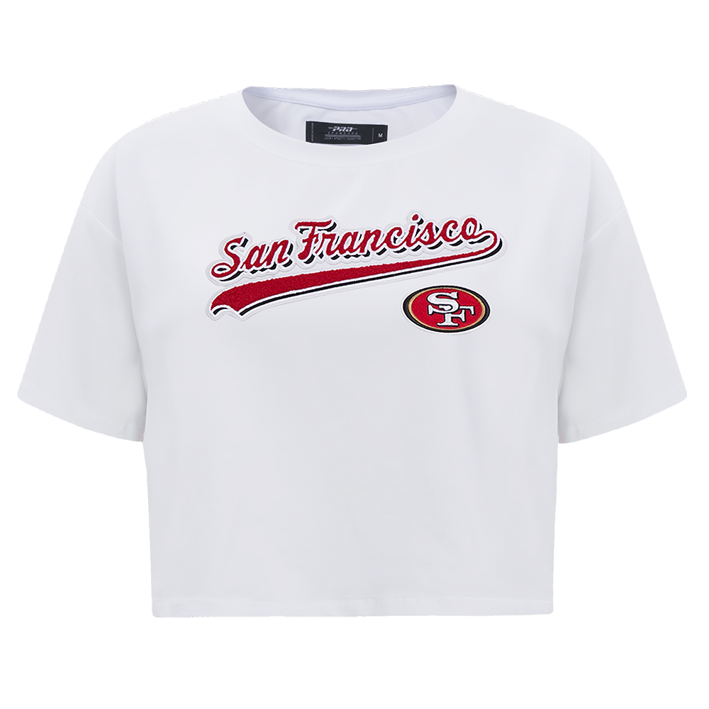 PLAYERA CROP NFL SAN FRANCISCO 49ERS SCRIPT TAIL PARA MUJER