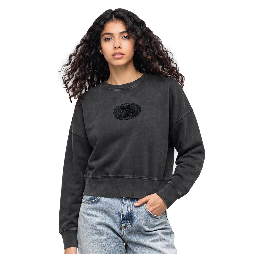 SUDADERA DE CUELLO REDONDO NFL SAN FRANCISCO 49ERS WASHED CRYSTALLINE PARA MUJER