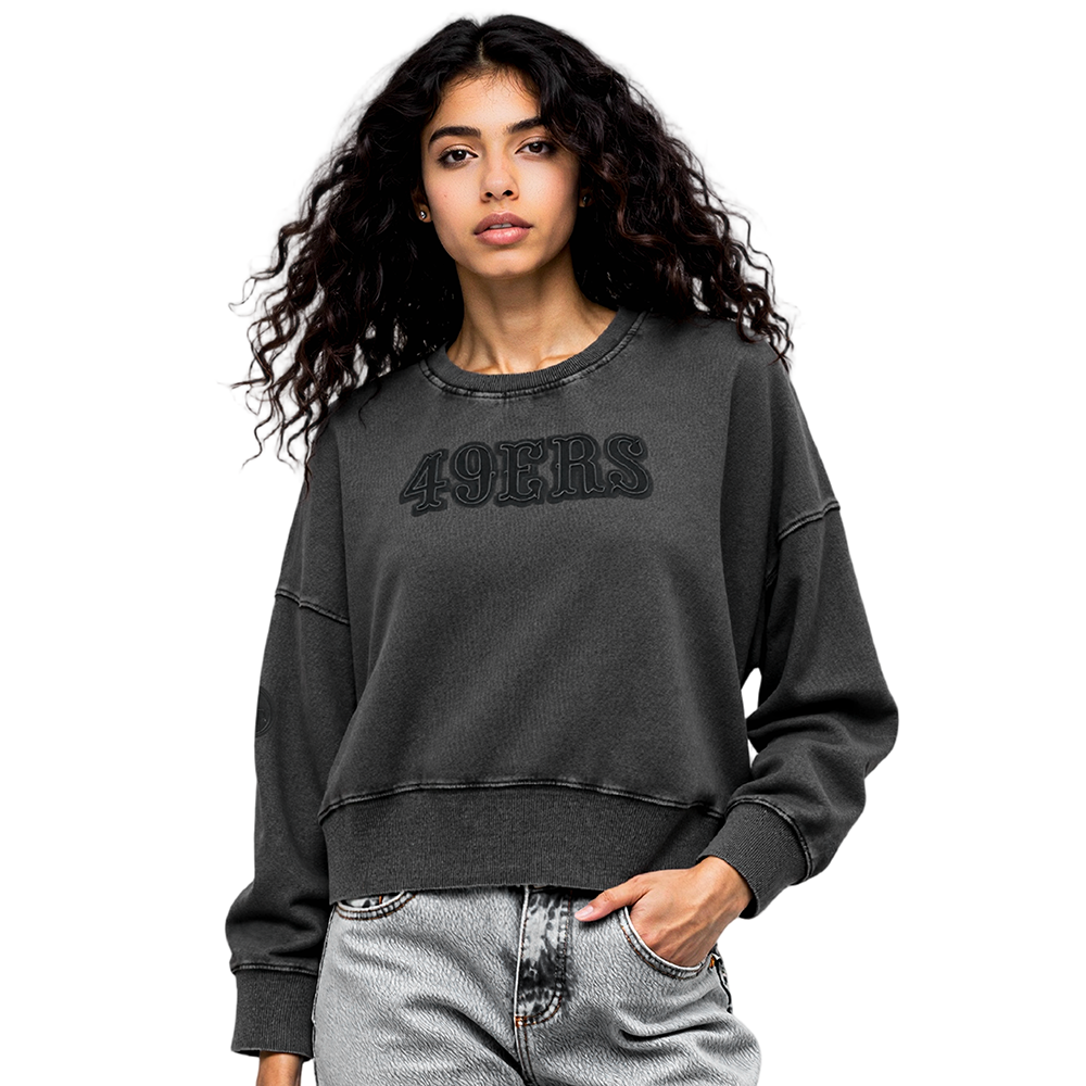 SUDADERA DE CUELLO REDONDO NFL SAN FRANCISCO 49ERS WASHED CLASSIC PARA MUJER