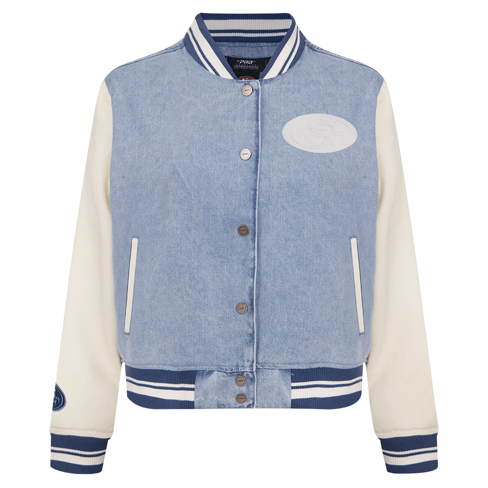 CHAMARRA UNIVERSITARIA NFL SAN FRANCISCO 49ERS VARSITY BLUES PARA MUJER